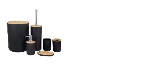 KIT BANHEIRO PLASVALE 6PC PRET TP BAMBU